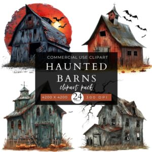 Haunted Barns Clip Art Pack