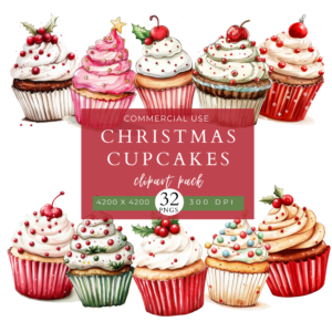 Christmas Cupcakes Clip Arts Pack